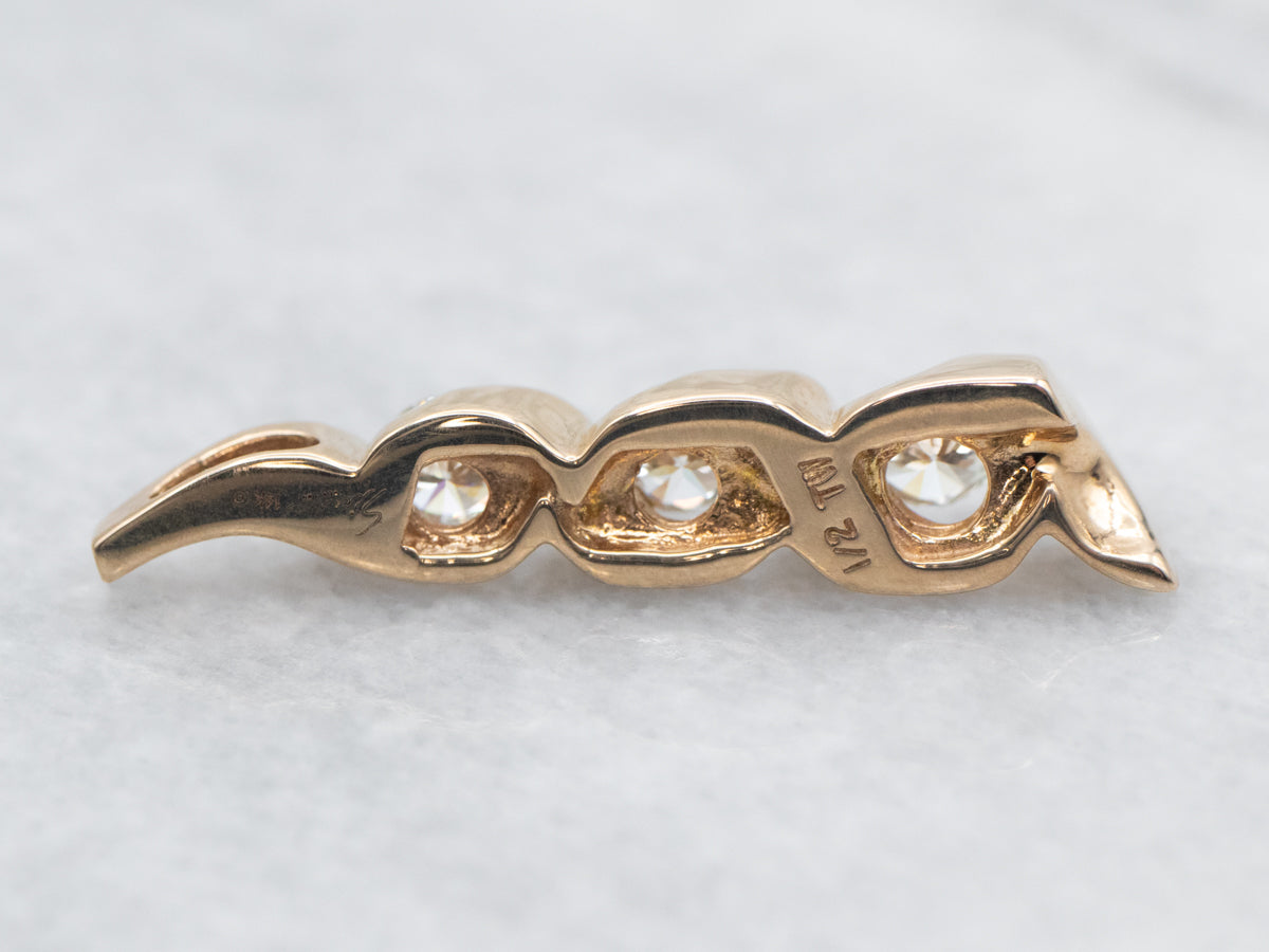 Yellow Gold Diamond Spiral Pendant