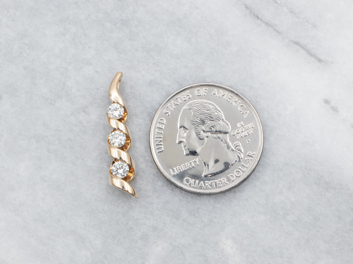 Yellow Gold Diamond Spiral Pendant
