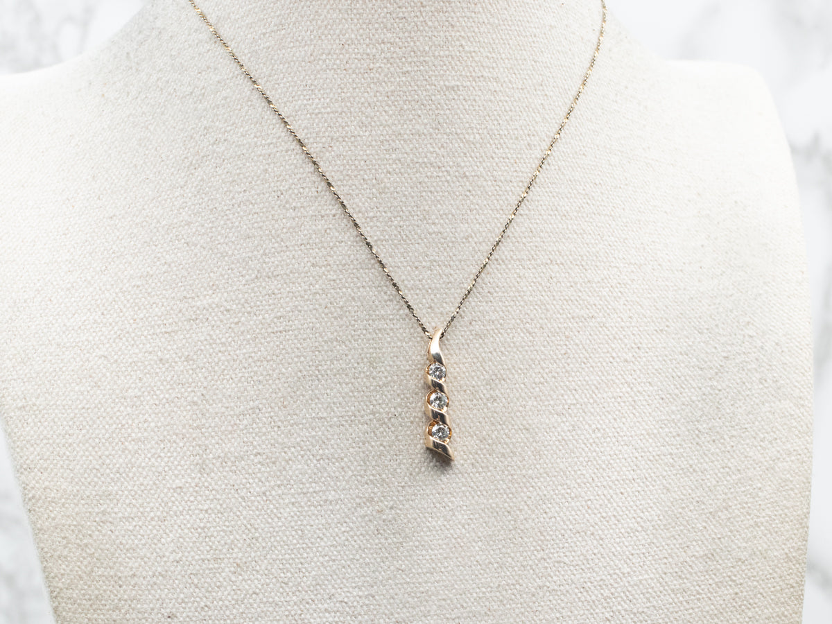 Yellow Gold Diamond Spiral Pendant