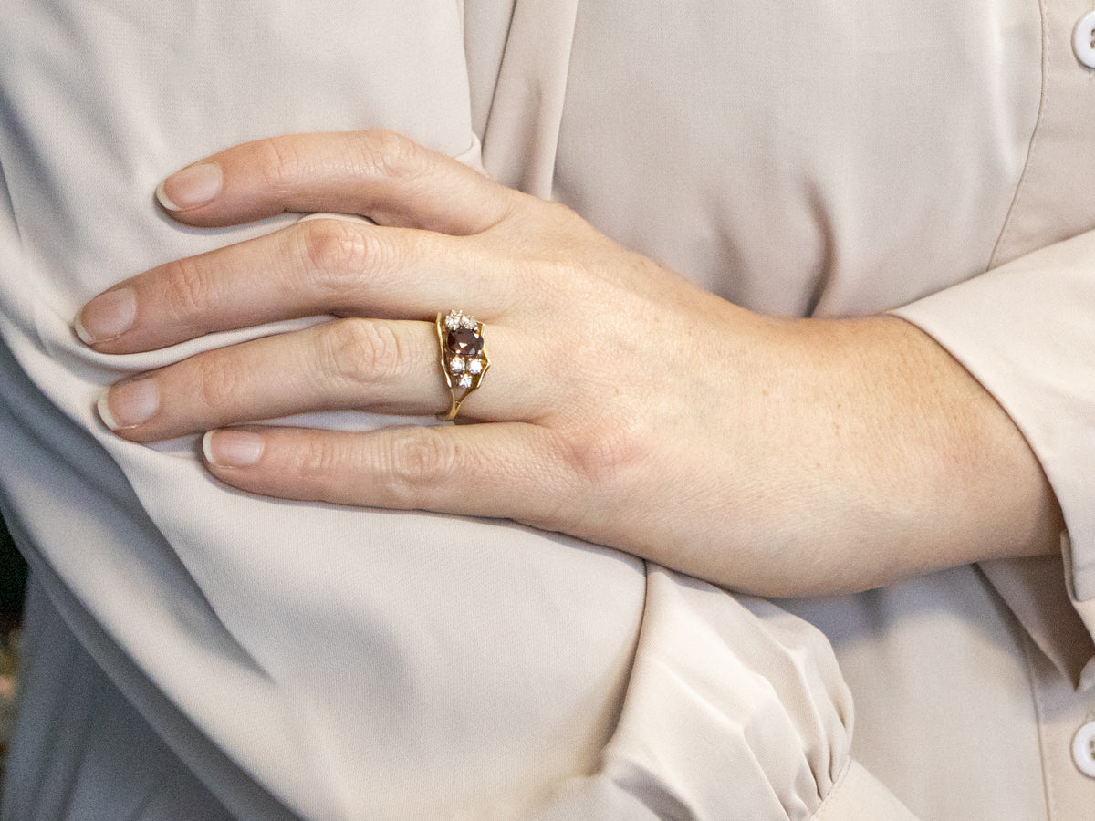Yellow Gold GIA Certified Oval Cut Ruby Ring with Diamond Accents