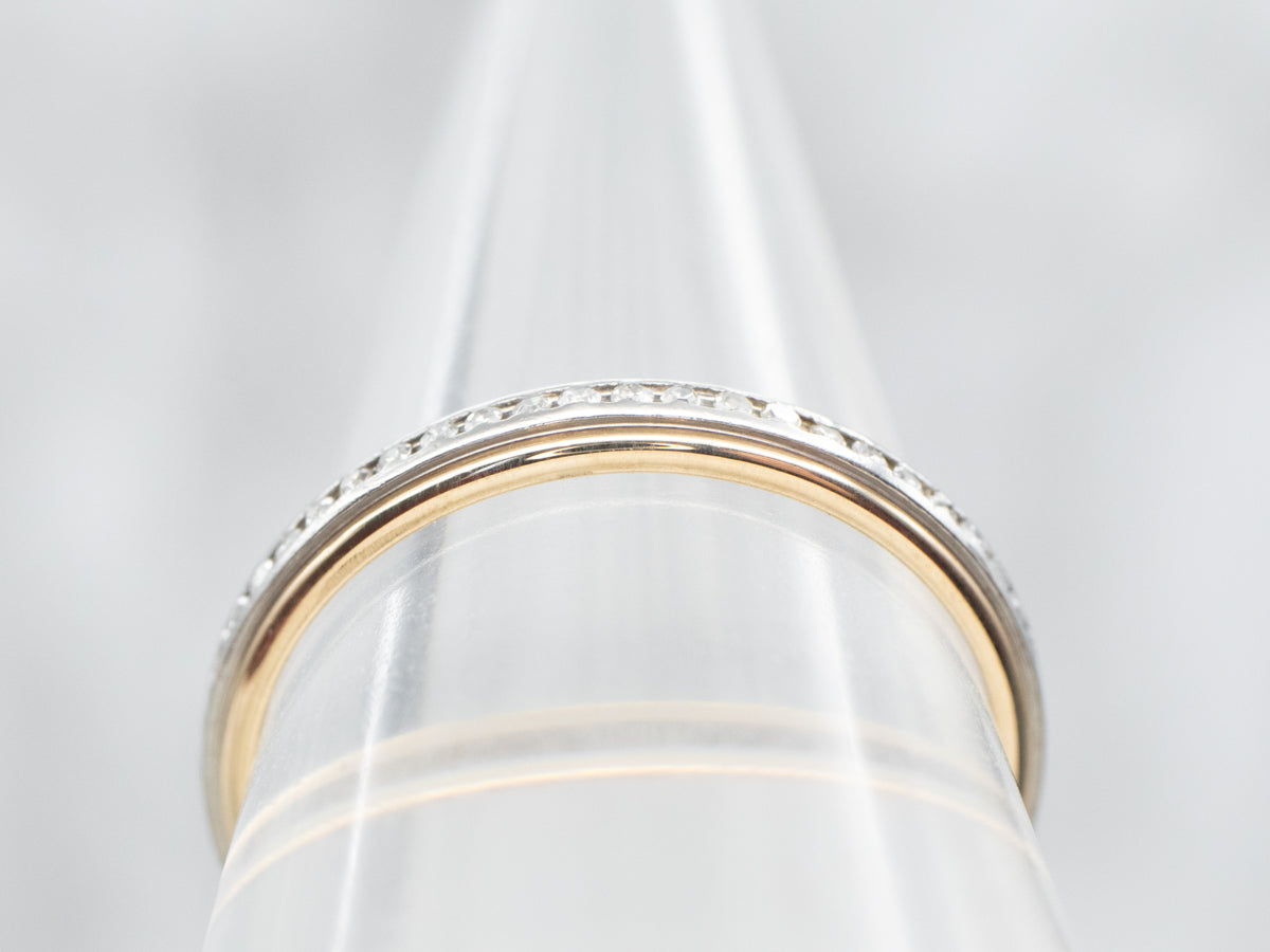 Mixed Metal Yellow Gold and Platinum Diamond Eternity Wedding Band
