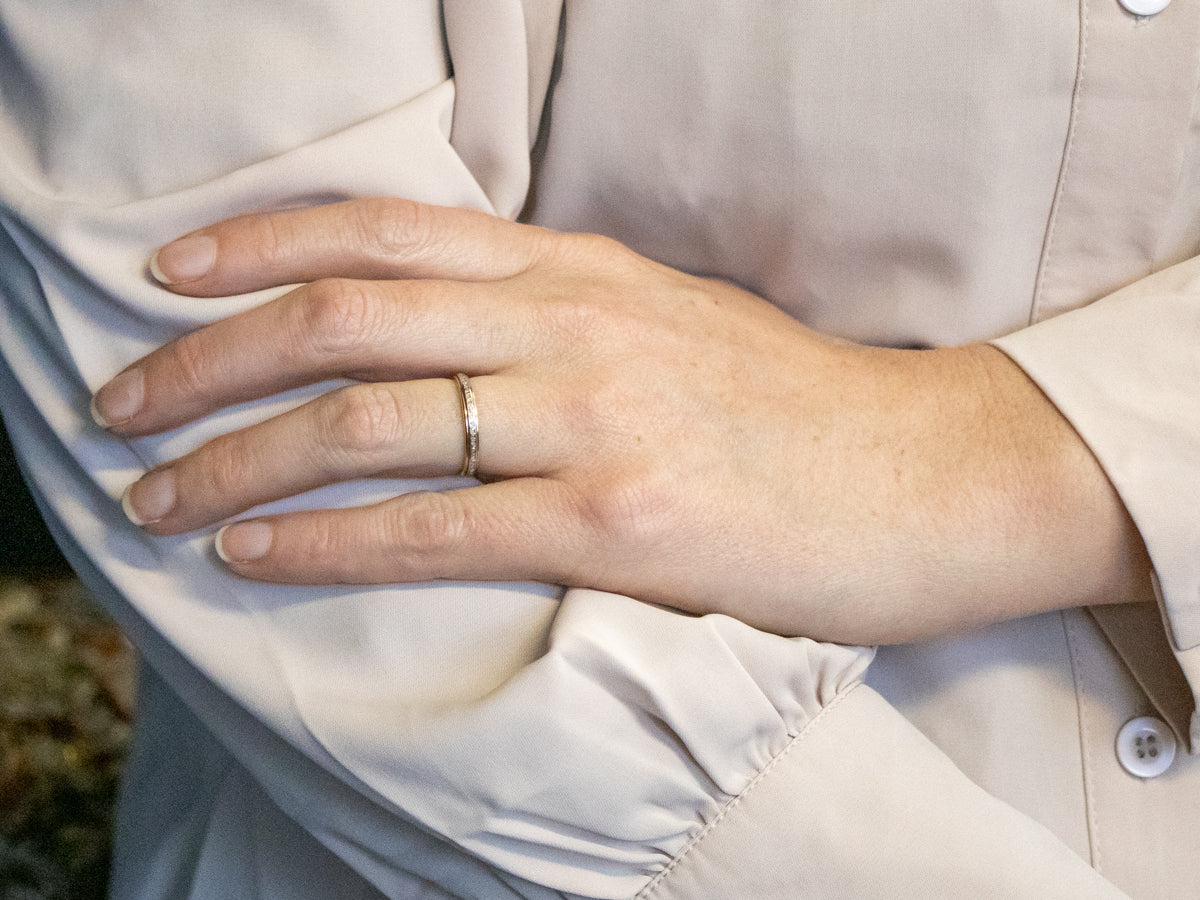 Mixed Metal Yellow Gold and Platinum Diamond Eternity Wedding Band