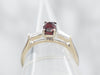 White Gold Oval Cut Ruby Ring with Baguette Cut Diamond Accents