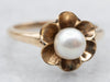 Yellow Gold Saltwater Pearl Flower Ring