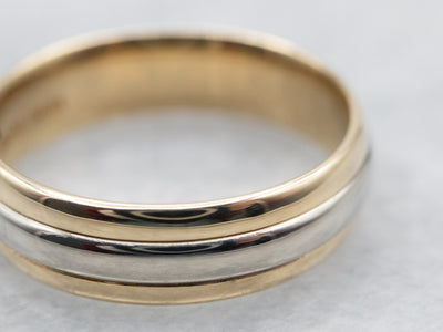 Two Tone Yellow and White Gold Wedding Band