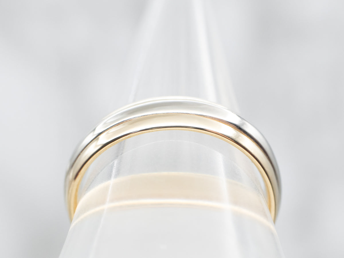Two Tone Yellow and White Gold Wedding Band