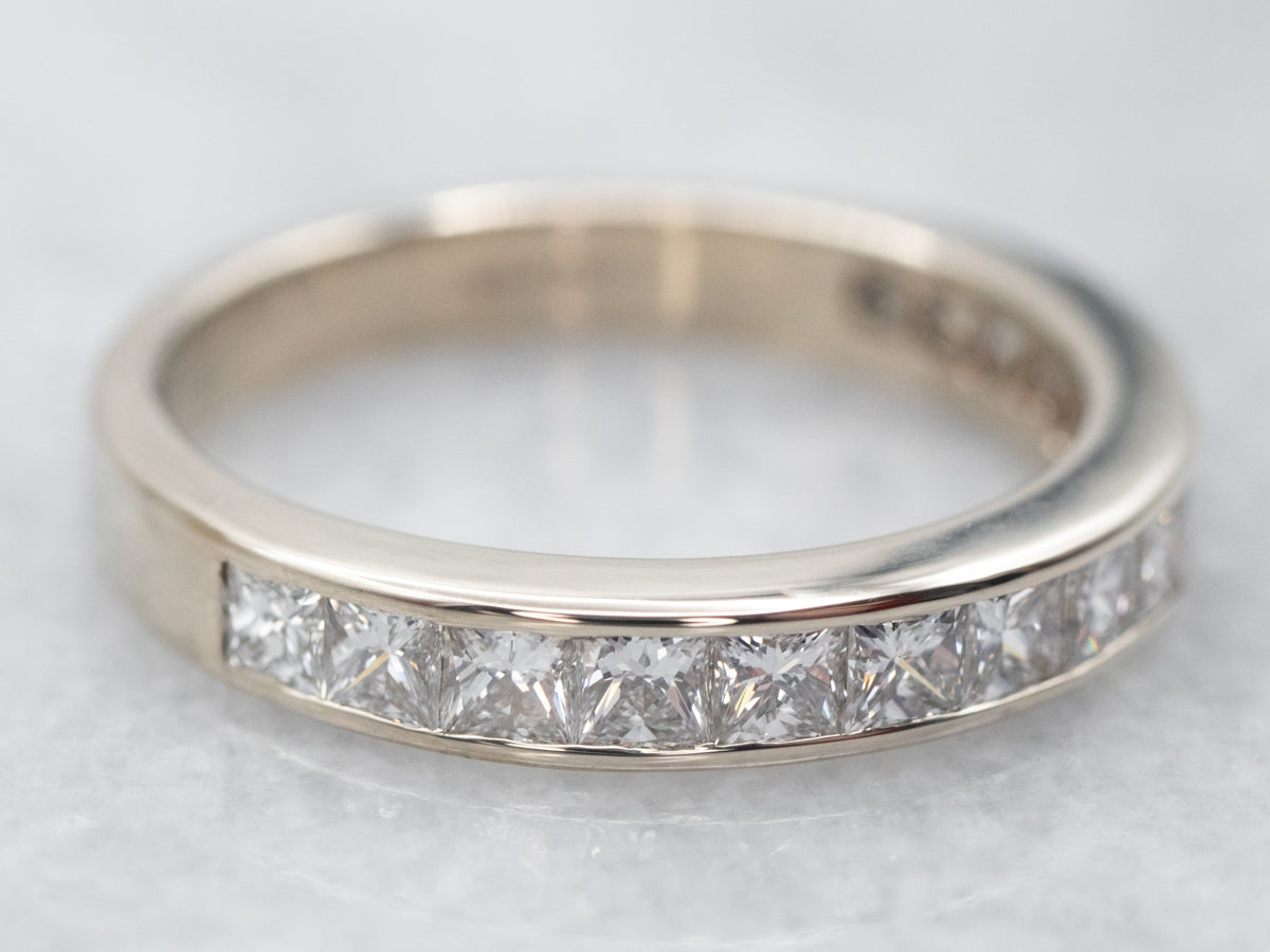 White Gold Princess Cut Diamond Wedding Band