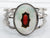 Sterling Silver Native American Mother of Pearl and Coral Cuff Bracelet