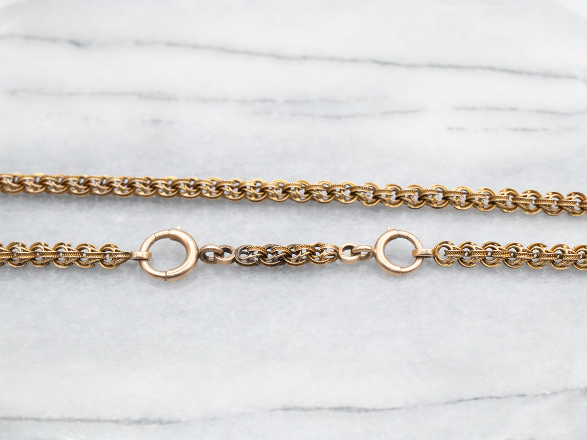 Ornate Round Link Chain with Double Spring Ring Clasp