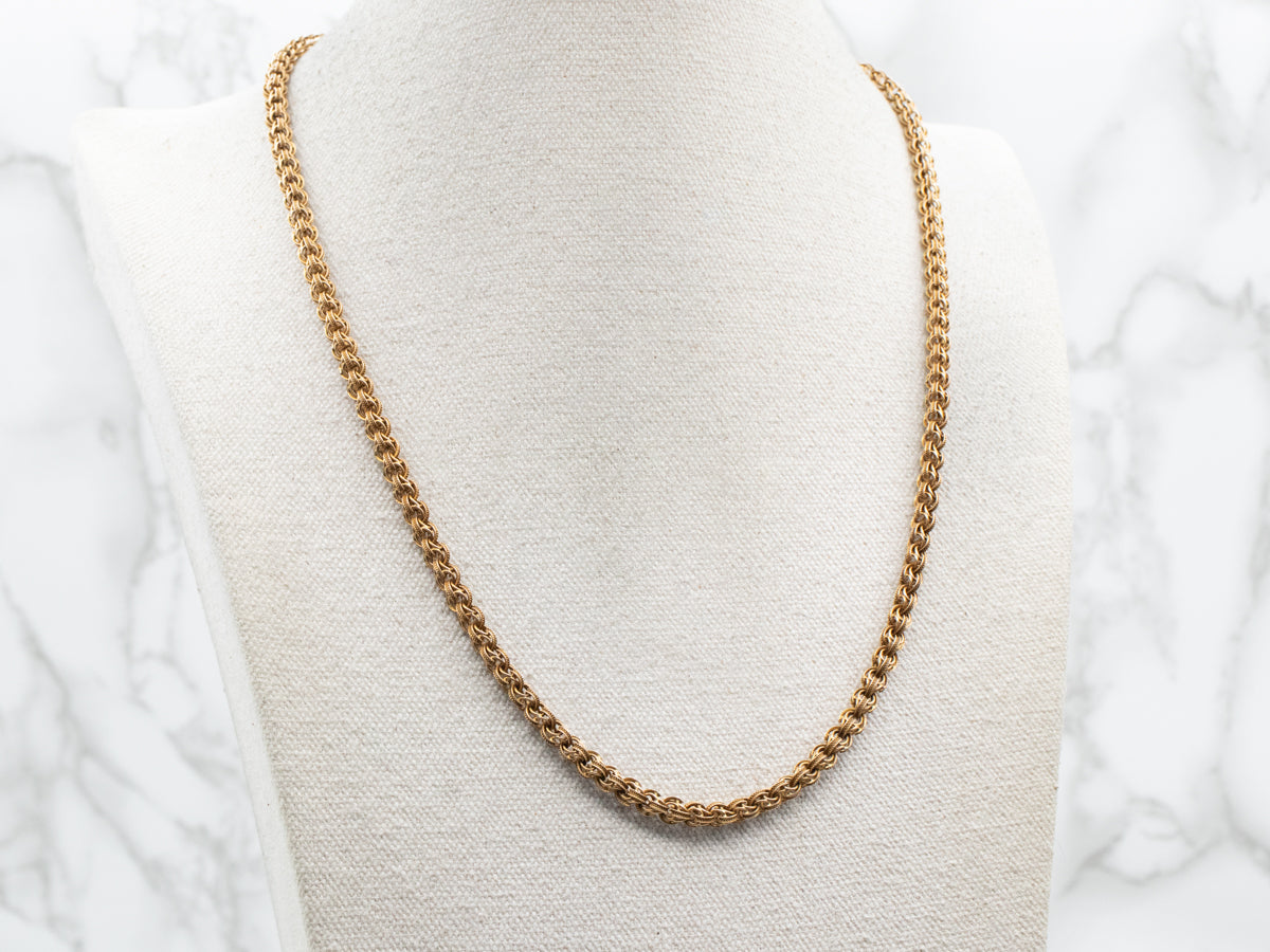 Ornate Round Link Chain with Double Spring Ring Clasp