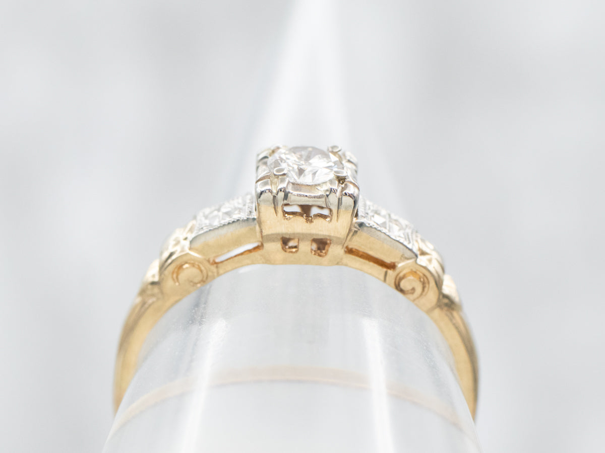 Retro Diamond Solitaire Engagement Ring