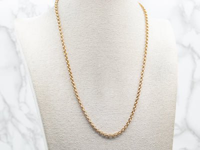 Yellow Gold Textured Rolo Chain with Lobster Clasp