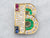 Yellow Gold Square Cut Ruby and Sapphire and Round Cut Emerald and Diamond "B" Pendant