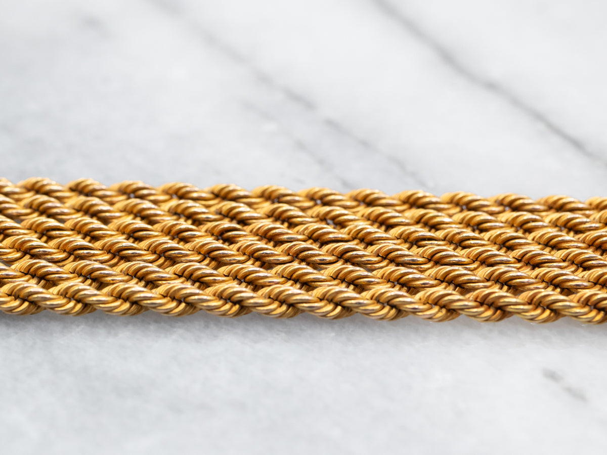 Yellow Gold Long Rope Twist Chain with Dog Clip