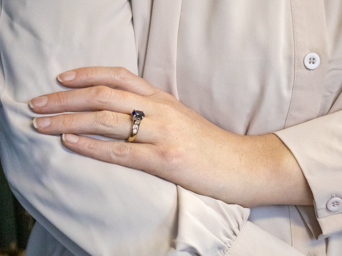 Modern Sapphire and Diamond Ring