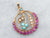 Antique Ruby Turquoise Seed Pearl and Gold Pendant