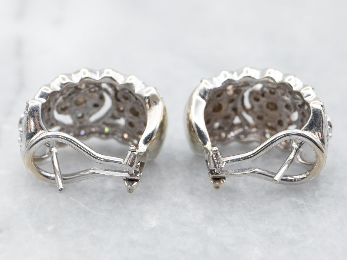 Diamond Encrusted Floral Hoop Drop Earrings