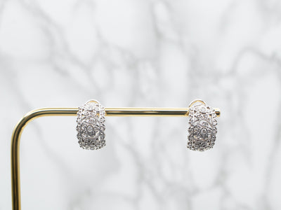 Diamond Encrusted Floral Hoop Drop Earrings