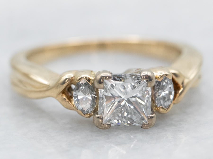 Princess and Marquise Cut Diamond Engagement Ring