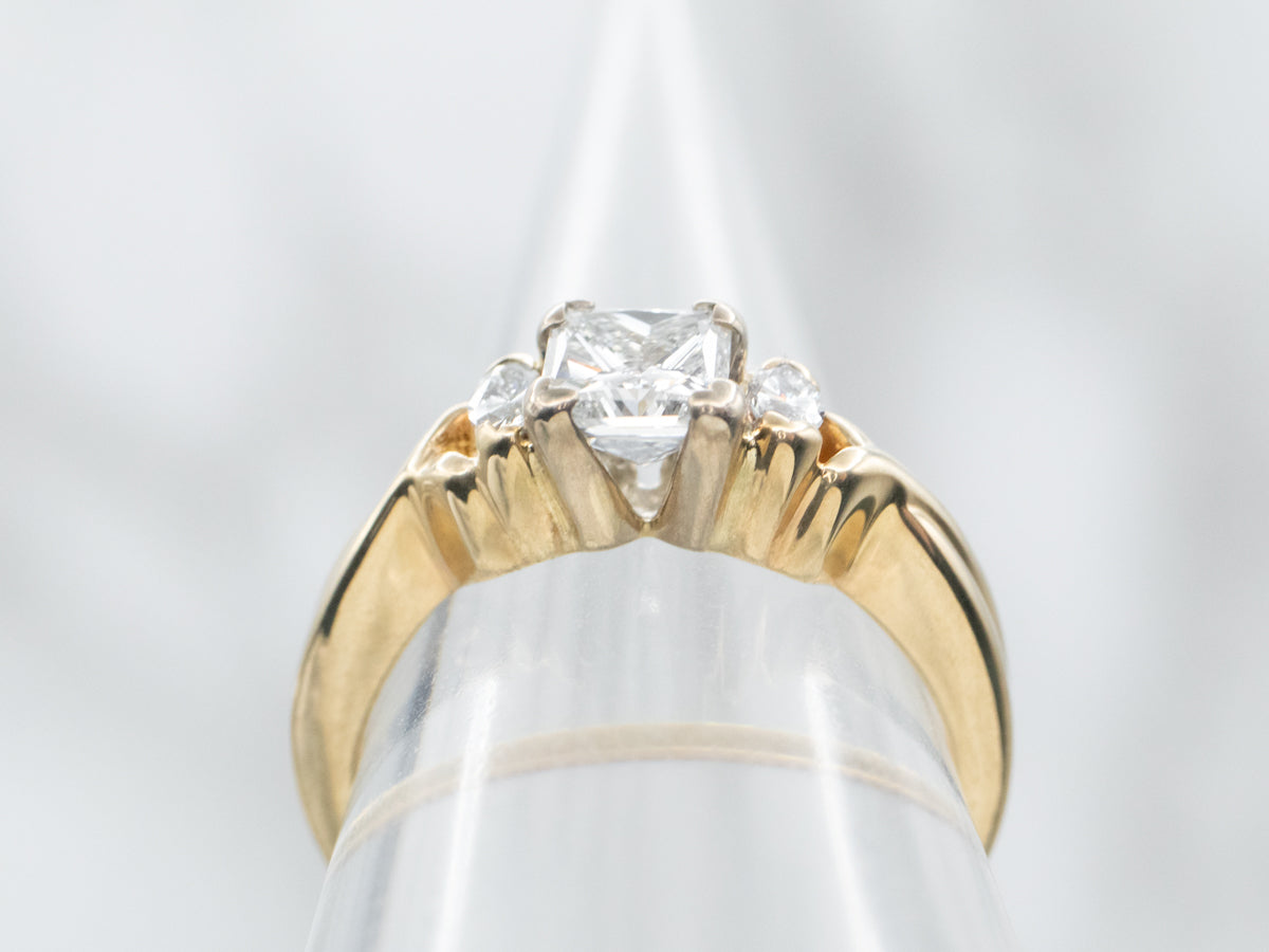 Princess and Marquise Cut Diamond Engagement Ring