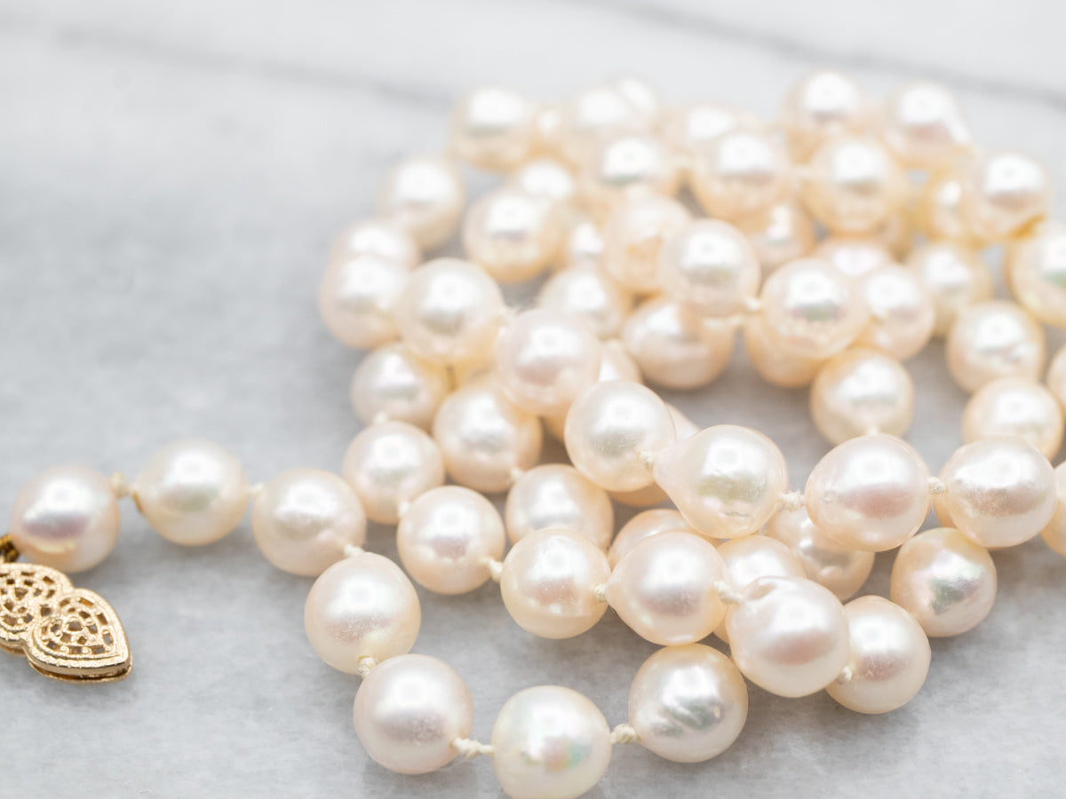 Long Beaded Pearl Necklace