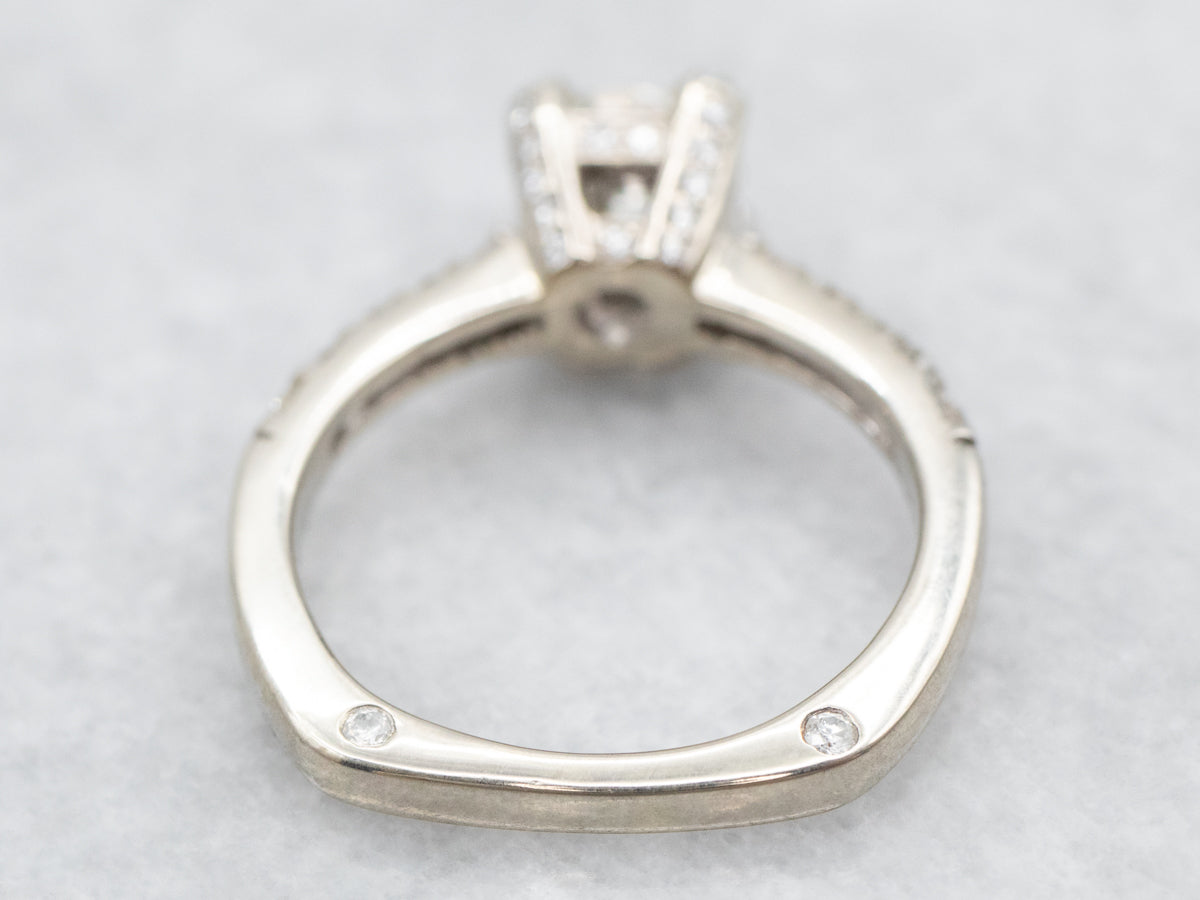 White Gold Diamond Engagement Ring with Diamond Accents