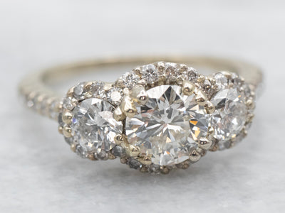 Modern Diamond Engagement Ring with Diamond Halo