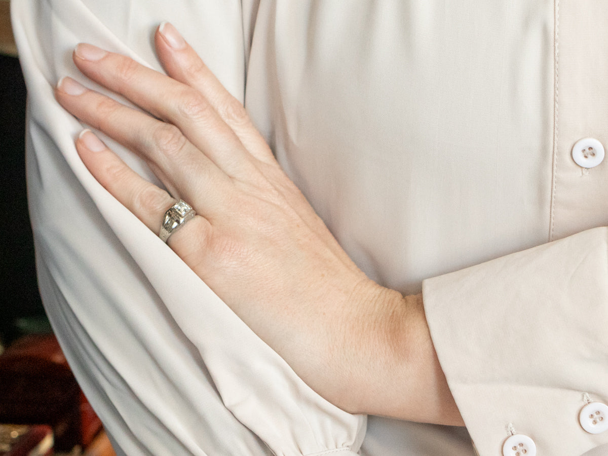 White Gold Bezel Set Princess Cut Diamond Solitaire Engagement Ring