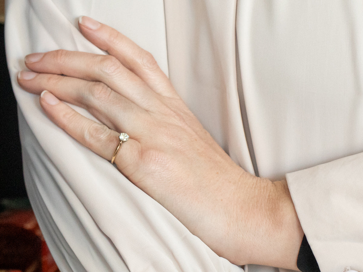 Two Tone Yellow and White Gold Diamond Solitaire Engagement Ring