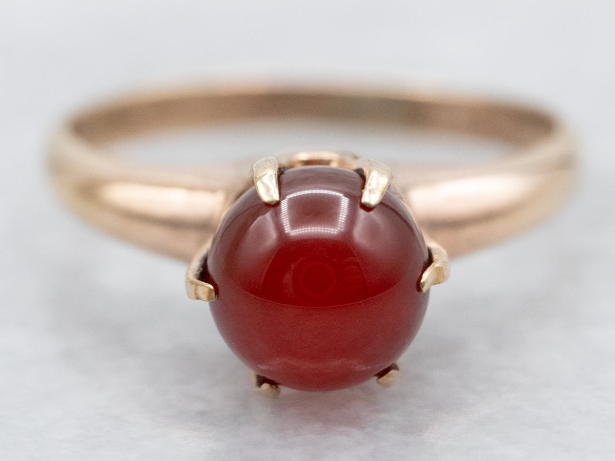 Carnelian Ball Solitaire Ring