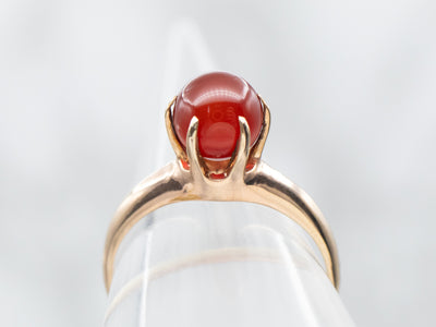 Carnelian Ball Solitaire Ring
