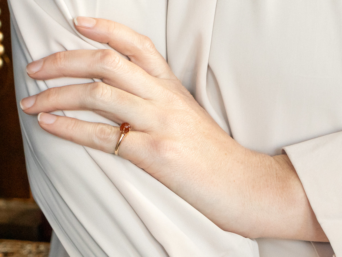Carnelian Ball Solitaire Ring