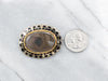 Victorian Era Mourning Brooch with Black Enamel and Woven Hair