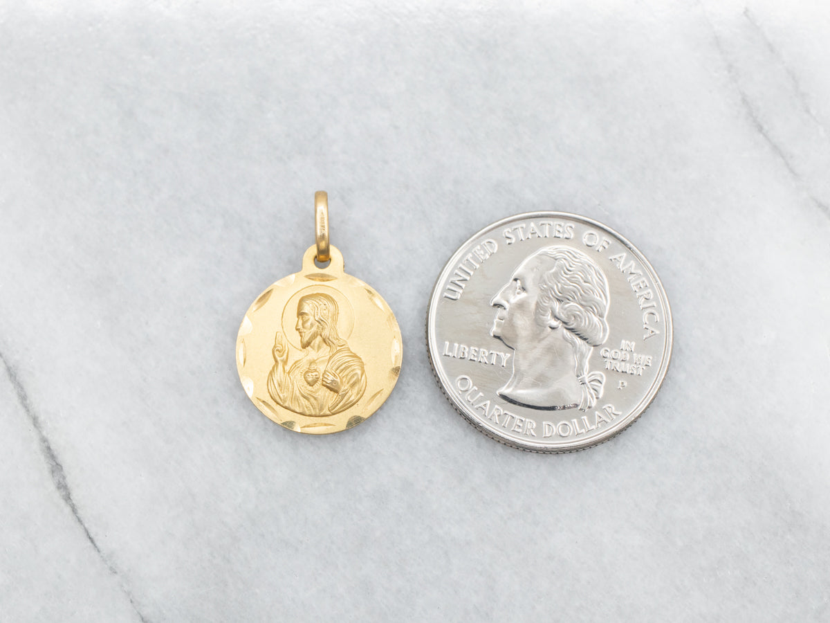 Colgante de medalla religiosa redonda