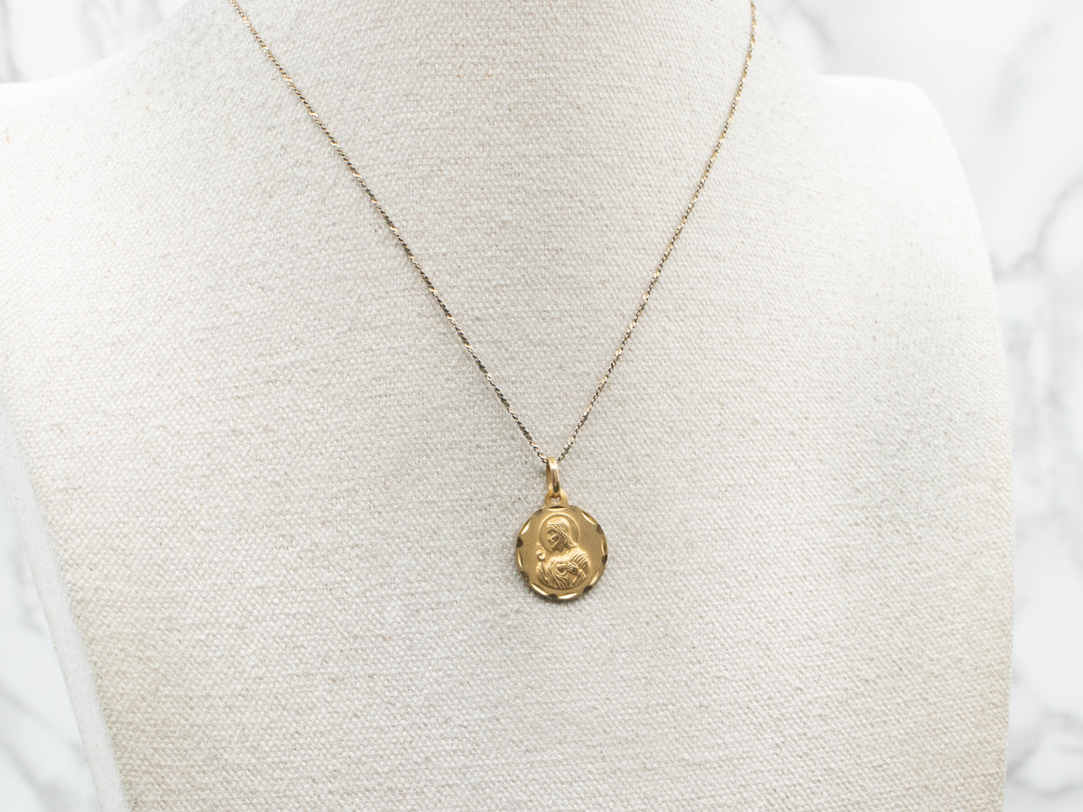 Colgante de medalla religiosa redonda