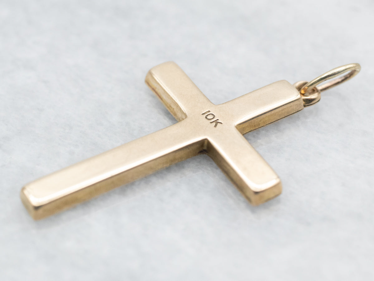 Yellow Gold Etched Cross Pendant