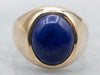Yellow Gold Bezel Set Oval Cut Lapis Solitaire Ring