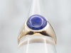 Yellow Gold Bezel Set Oval Cut Lapis Solitaire Ring