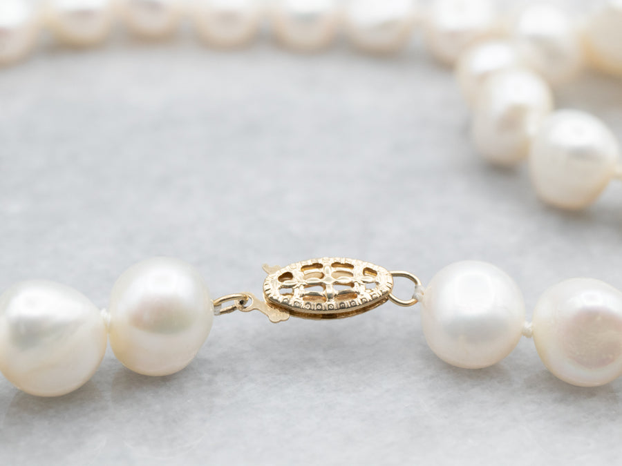Yellow Gold Freshwater Pearl Necklace