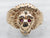Yellow Gold Lion Ring with Ruby Eyes and Diamond in Mouth