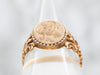 800 Gold "PS" Engraved Signet Ring with Ornate Shoulders