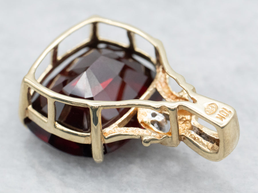 Bold Garnet and Diamond Modern Gold Pendant