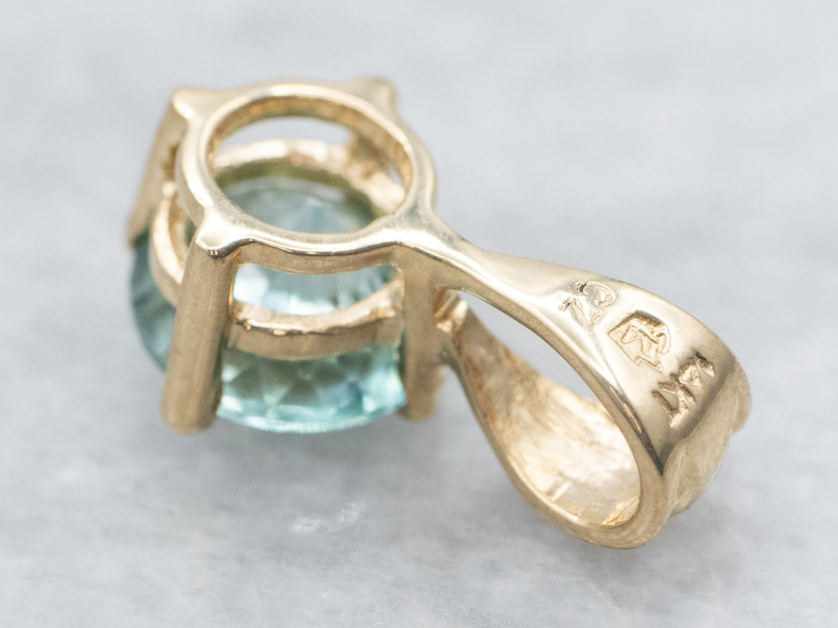 Colgante Solitario De Circón Azul De Talla Redonda