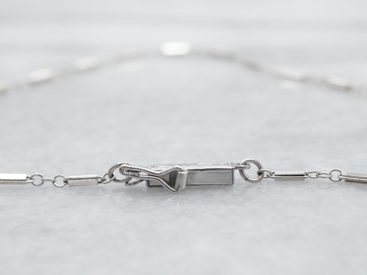 Cadena de eslabones de barra de oro blanco retro