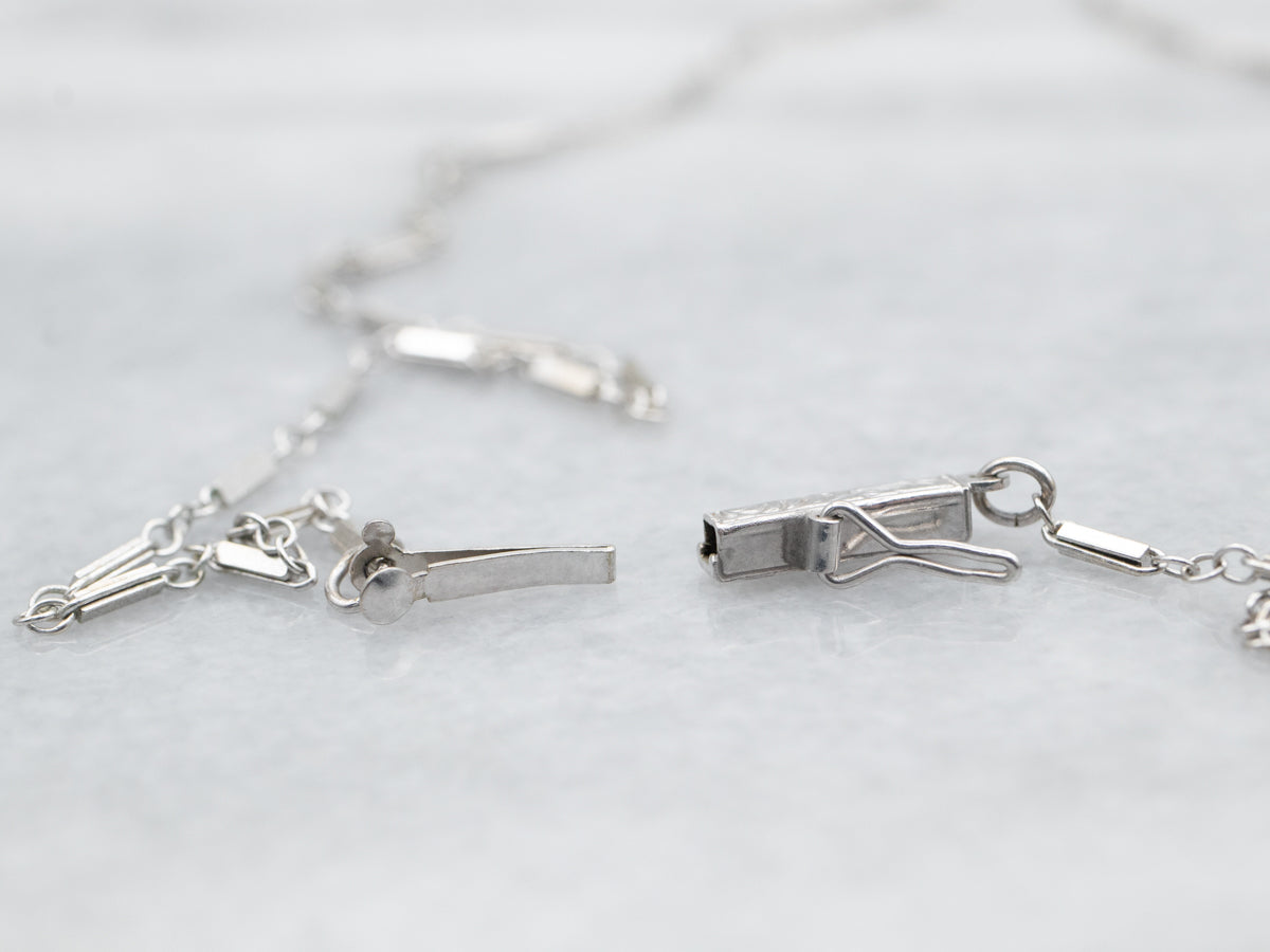 Cadena de eslabones de barra de oro blanco retro