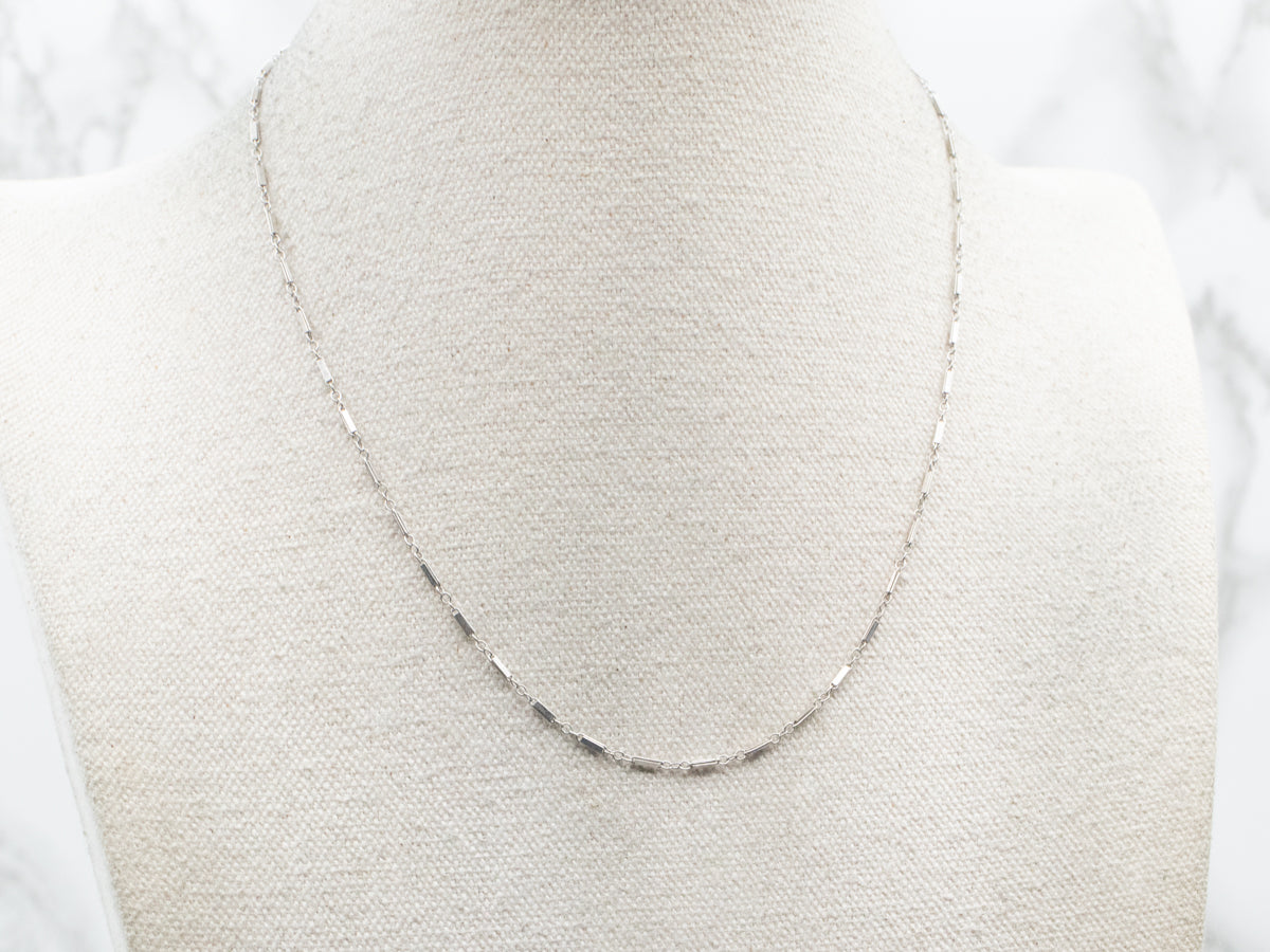 Cadena de eslabones de barra de oro blanco retro