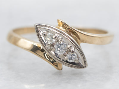 Marquise Three-Diamond Bypass Ring