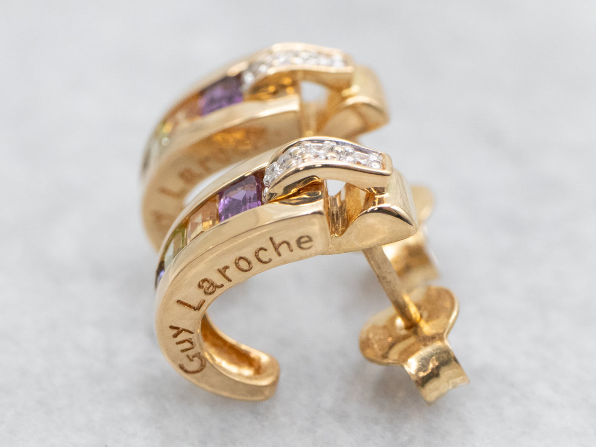 Pendientes colgantes de diamantes y piedras preciosas múltiples de Guy Laroche