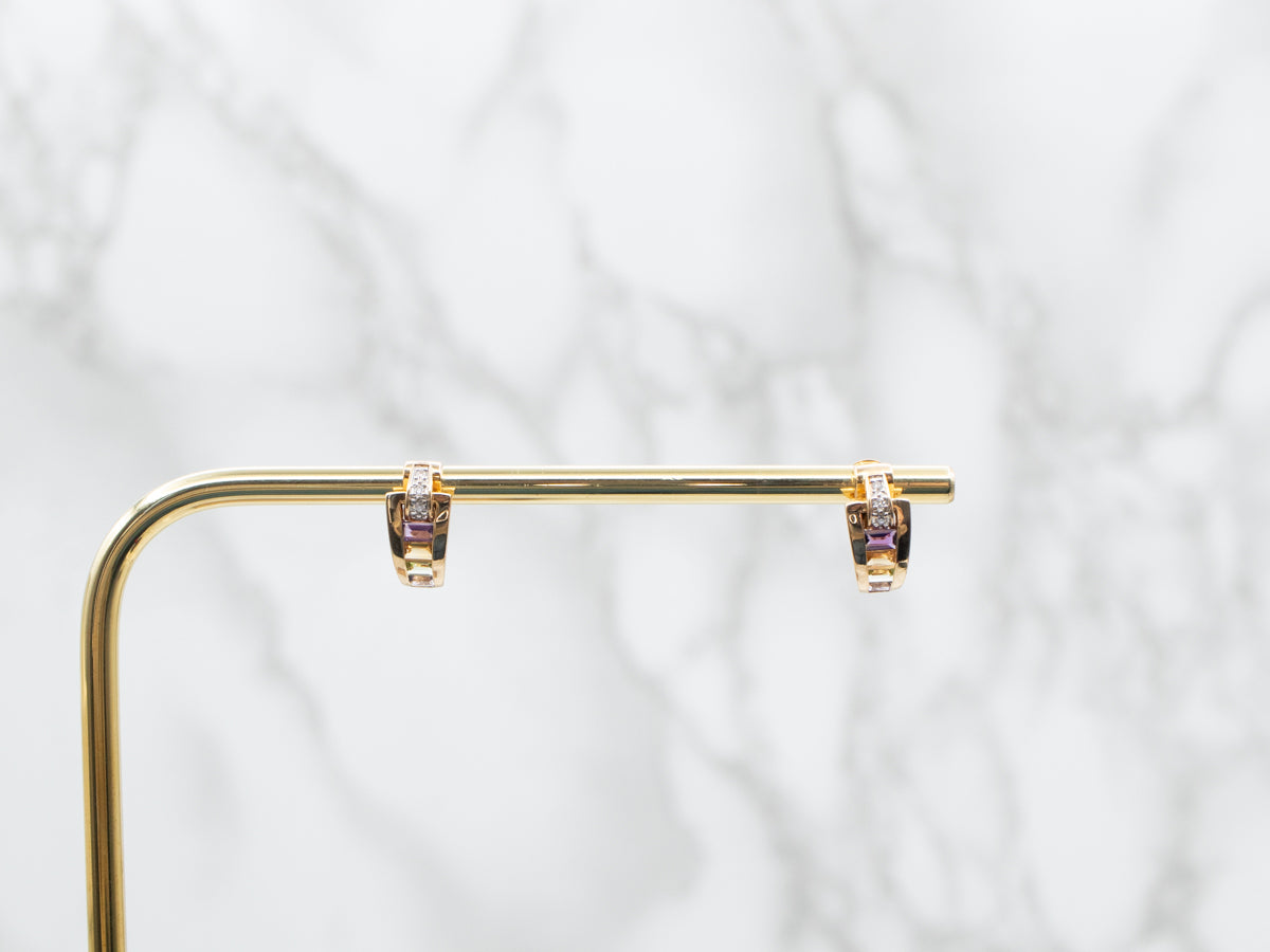 Pendientes colgantes de diamantes y piedras preciosas múltiples de Guy Laroche