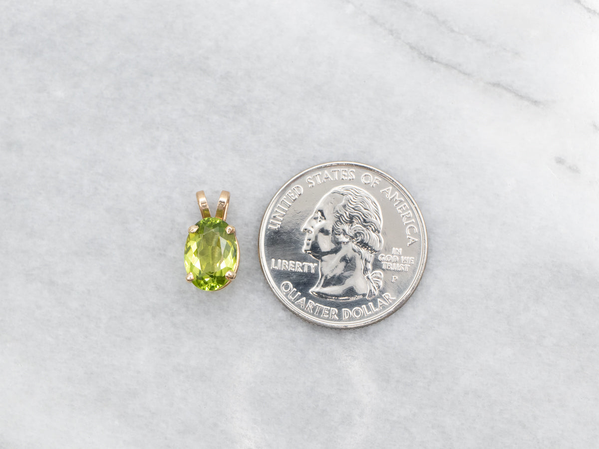 Oval-Cut Peridot Solitaire Pendant